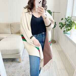 NEW OUR Collection Green & Red Stripe Wrap Sweater